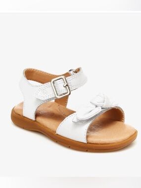 Stride Rite “Whitney” Toddler White Bow Strap Sandals - Comfortable Summer Shoes